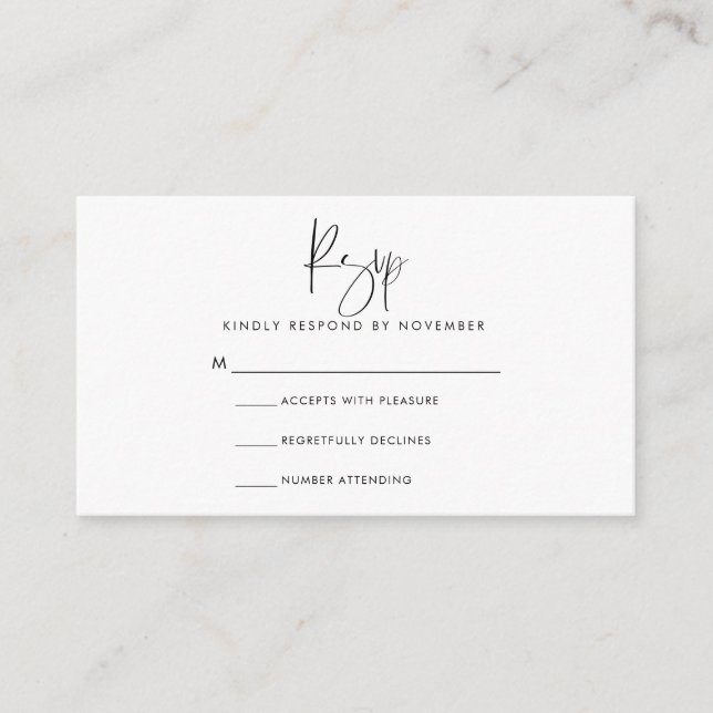 D'accompagnement Carte RSVP Script Moderne (Devant)