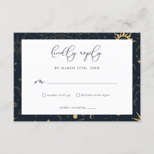 D'accompagnement Carte RSVP Soleil céleste et étoiles Lune