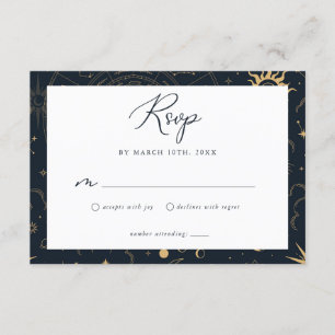 D'accompagnement Carte RSVP Soleil céleste et étoiles Lune