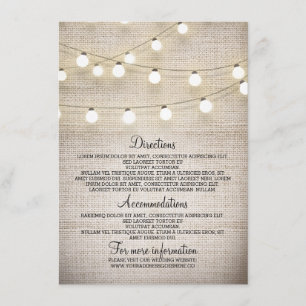 D'accompagnement Carte Rustic Burlap String Lights Détails du Maria