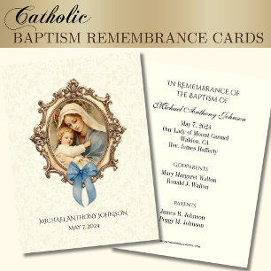 D'accompagnement Carte Sainte Commémorative de Baptême de Bébé Cath