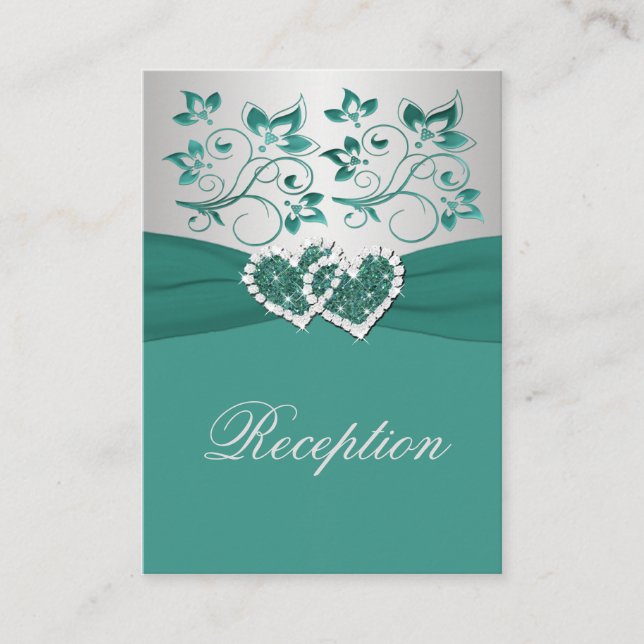 D'accompagnement Carte Turquoise RIBBON IMPRIMÉE, Boîtier Floral Ar (Devant)