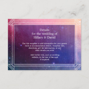 D'accompagnement Clouds de nébuleuse colorée Mariage Détails Carte