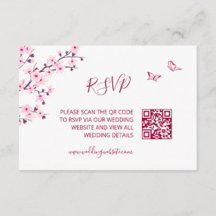 D'accompagnement Code QR Carte de réponse Fleur de Cerisier