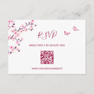 D'accompagnement Code QR Carte de réponse RSVP Cerisier en Fleur