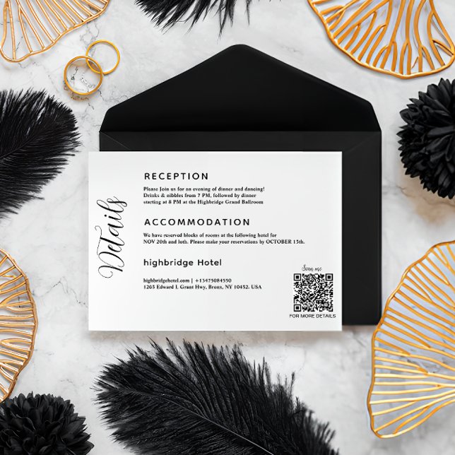 D'accompagnement Code QR classique - Détails du Mariage Carte de bo (Wedding Details Card)