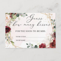 Combien de baisers jeu carte boho bordeaux floral