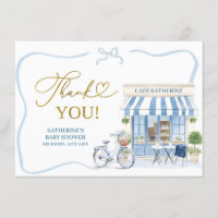 Coquette Café parisien Carte de remerciements Bleu