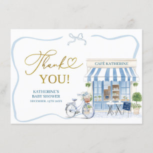 D'accompagnement Coquette Café parisien Carte de remerciements Bleu