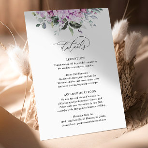 D'accompagnement Détails Carte Lilacs Green Script Info