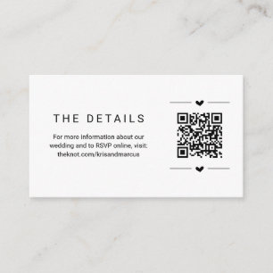 D'accompagnement Détails du mariage avec carte de boîtier de code Q