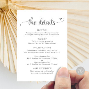 D'accompagnement Détails du mariage, carte de boîtier de script rus
