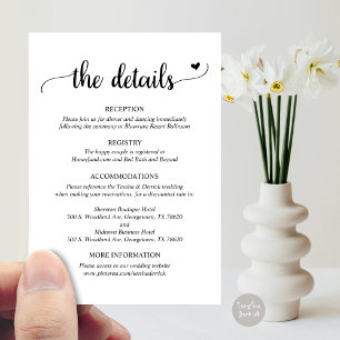D'accompagnement Détails du mariage, carte de boîtier de script rus