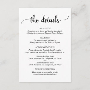 D'accompagnement Détails du mariage, carte de boîtier de script rus