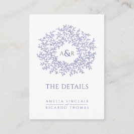 D'accompagnement Détails du mariage carte monogramme bleu blanc