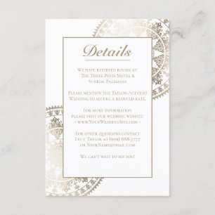 D'accompagnement Détails du Mariage couleur personnalisé Carte Gold
