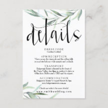 Détails du Mariage Eucalyptus Carte Rustique
