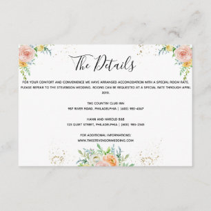 D'accompagnement Détails du mariage floral insérer carte or crépusc