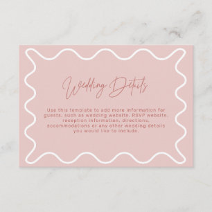 D'accompagnement Détails du Mariage frontalier rose-valet - Carte d