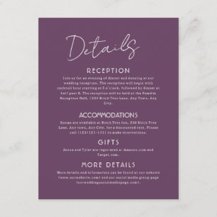 D'accompagnement Détails du pourpre Grande carte de boîtier Mariage