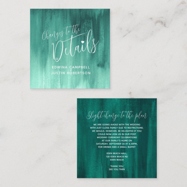 D'accompagnement Détails mariage carte de changement d'art vert éme (Devant / Derrière)