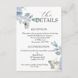 D'accompagnement Elégant bleu Floral Détails Mariage Carte de boîti