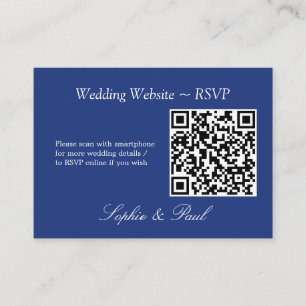 D'accompagnement Elégant bleu foncé QR Code site Web carte RSVP