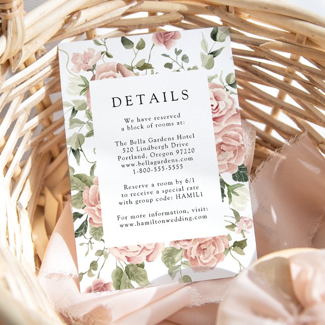 D'accompagnement Elegant Blush Rose Mariage Détails Carte (Créateur téléchargé)
