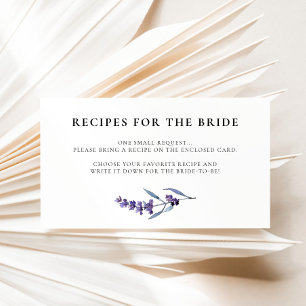 D'accompagnement Elégant Floral Lavender Bridal douche Carte Recett