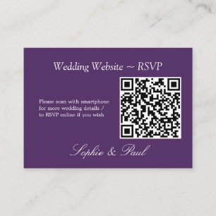 D'accompagnement Elégant foncé violet QR Code site Web carte RSVP