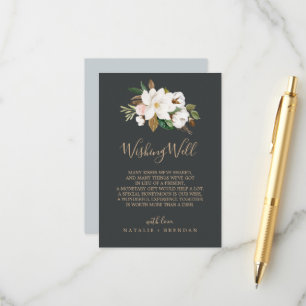 D'accompagnement Élégant Magnolia Carte Mariage noir Wishing Well