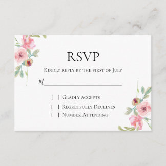 D'accompagnement Elégant mariage rose floral carte RSVP