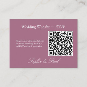 D'accompagnement Elegant Mauve QR Code Site Web Carte RSVP