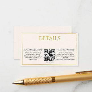 D'accompagnement Élégant Minimaliste Carte de Détails de Mariage en