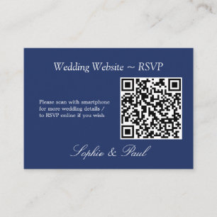 D'accompagnement Elegant Navy Blue QR Code Site Web Carte RSVP