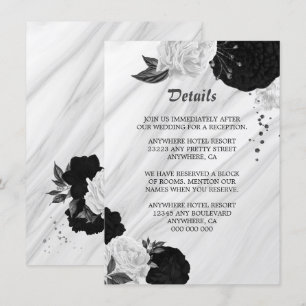 D'accompagnement Élégant noir fleurs blanches détails carte boîtier