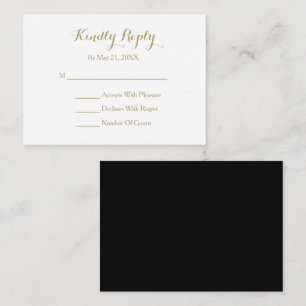D'accompagnement Élégant script noir or blanc carte RSVP