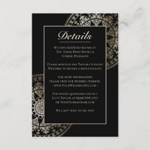 D'accompagnement Elégant Solar Mandala Mariage Détails Carte Gold