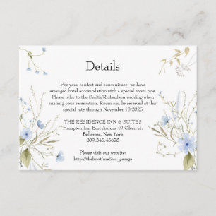 D'accompagnement Elégante carte de détails Fleur sauvage bleu doux