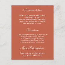 Elégante carte de détails Mariage en terre cuite
