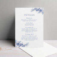 Élégante Carte de fermeture française bleu floral