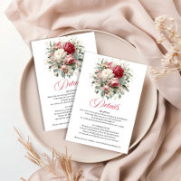 Élégante carte florale bordeaux avec garniture dor