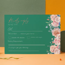 Élégante carte Mariage Fleur sauvage Emerald