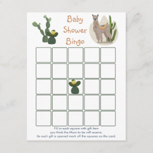 D'accompagnement Fiesta Llama Cactus Baby Bingo Carte de boîtier de