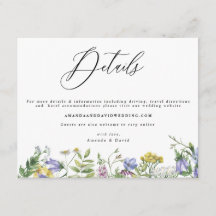Fleur sauvage Garden Boho Mariage Détails Carte