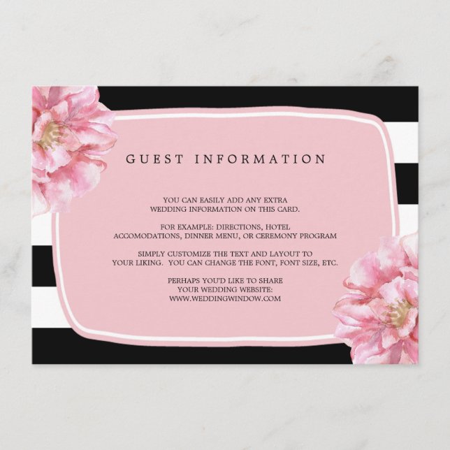 D'accompagnement Floral Chic Mariage Insertion Carte / Rose (Devant)