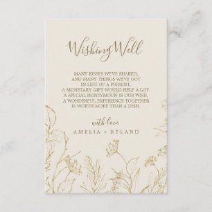 D'accompagnement Floral doré Carte Mariage de crème Wishing Well