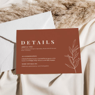 D'accompagnement Floral Terracotta Détails du Mariage Carte de boît