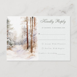 D'accompagnement Forêt d'hiver romantique Mariage Carte RSVP