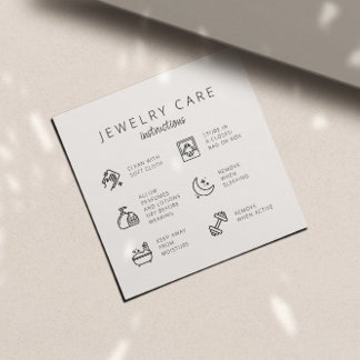 D'accompagnement Instructions pour la bijouterie Carte de remerciem